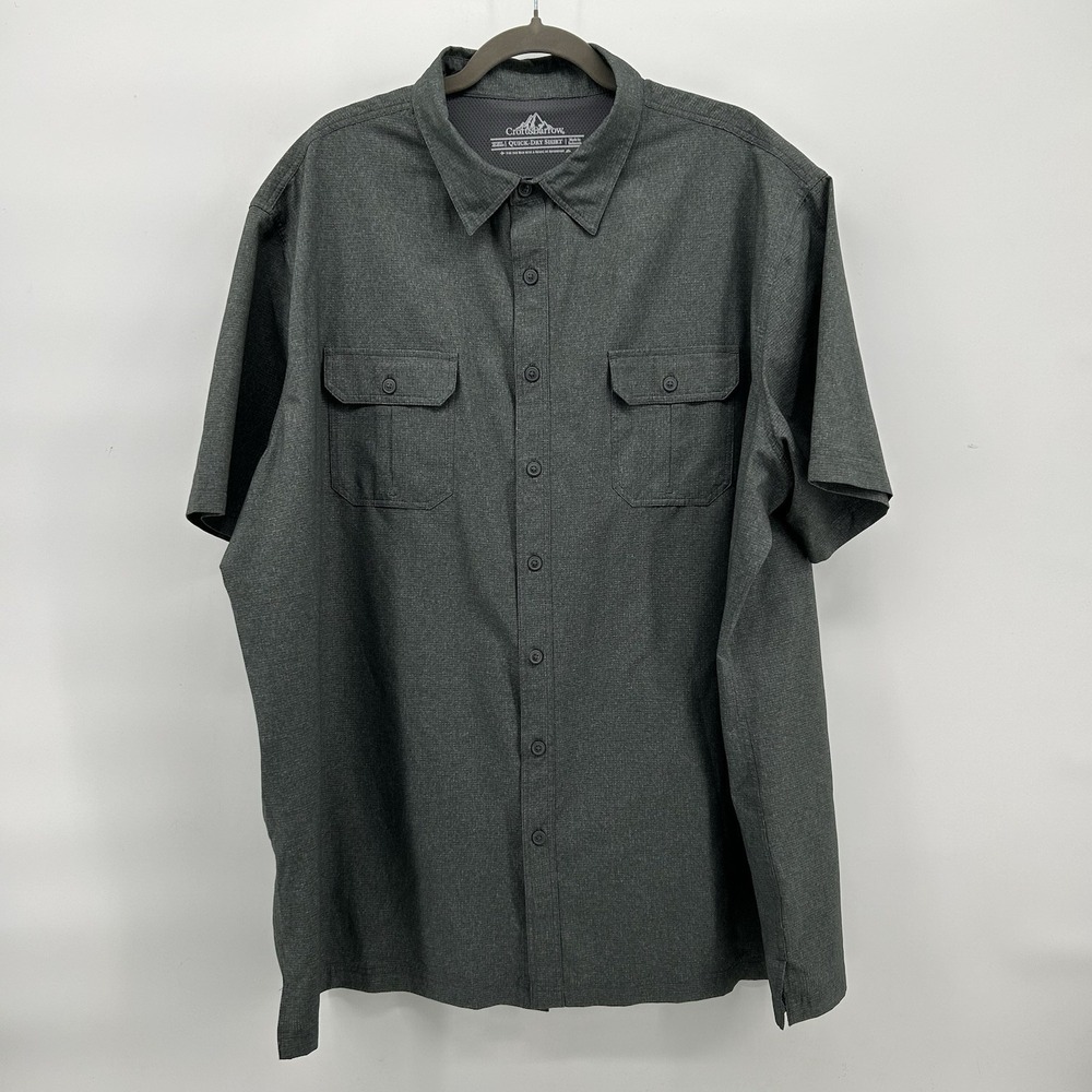 Croft & Barrow Quick Dry Shirt Mens 2XL Gray Vented Outdoor Hiking Fishing